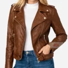 Women’s Premium Brown Leather Motorcycle Jacket