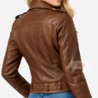 Women’s Premium Brown Leather Motorcycle Jacket