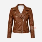 Women’s Premium Brown Leather Motorcycle Jacket